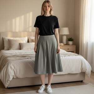 Orvis Grey Pleated Midi Skirt Size 12